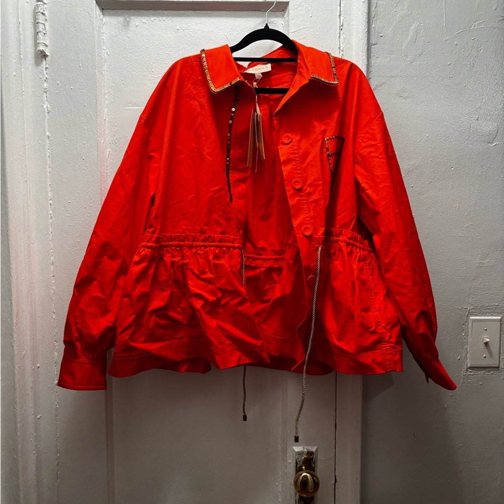 Vibrant Red Utility Jacket for Women